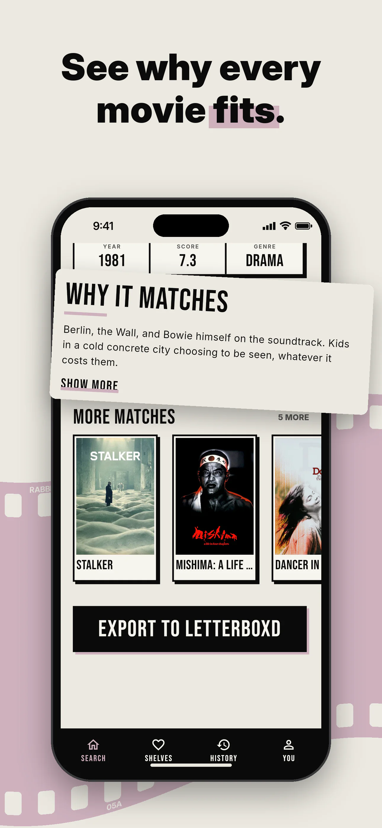 See why every movie fits: Rabbitune explains the connection to Christiane F. and presents more matches.